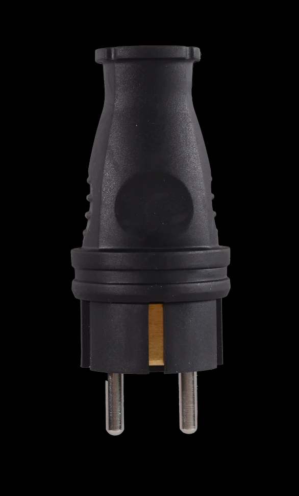 Вилка прямая с/з, каучук IP44 16А 250В 3