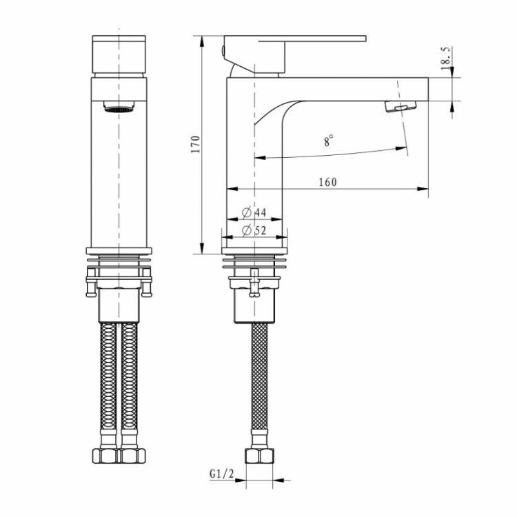 Cмеситель для раковины GB1011 Графит 2