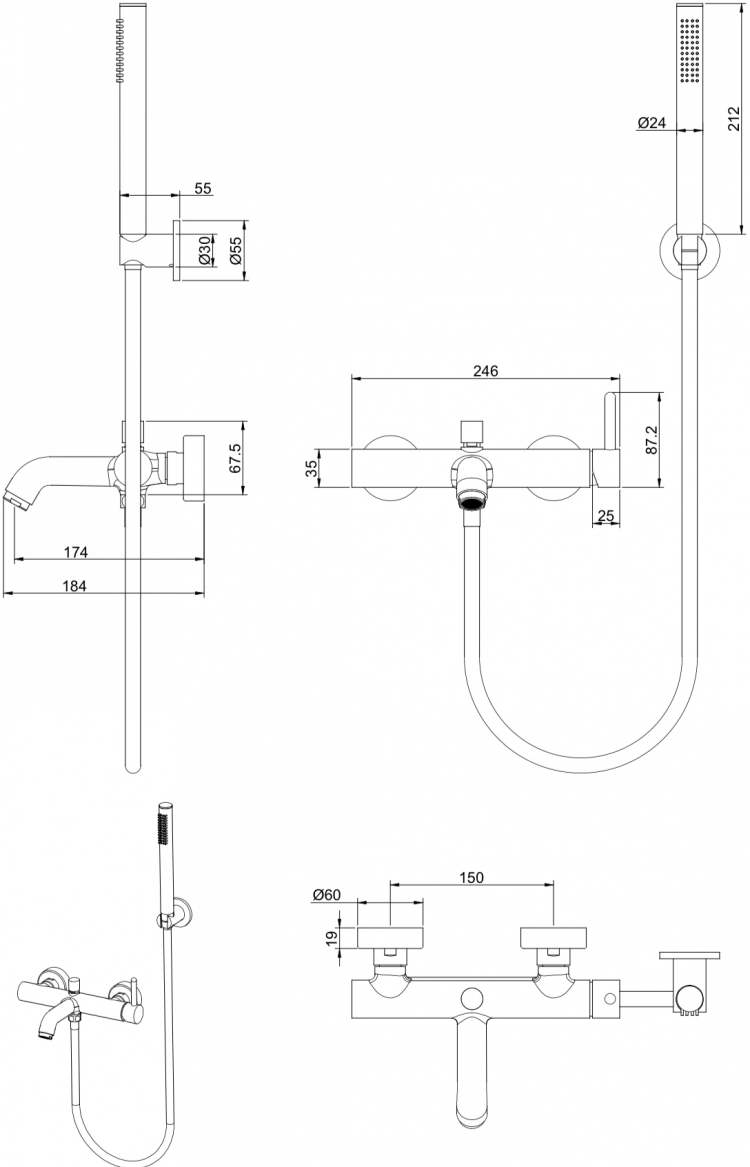 Смеситель для ванны GB8099NK Никель 3