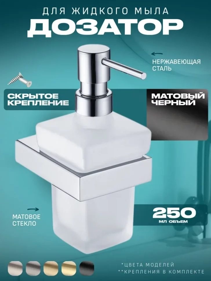 Настенный дозатор для жидкого мыло AC0028 (Черный матовый) - фото 2