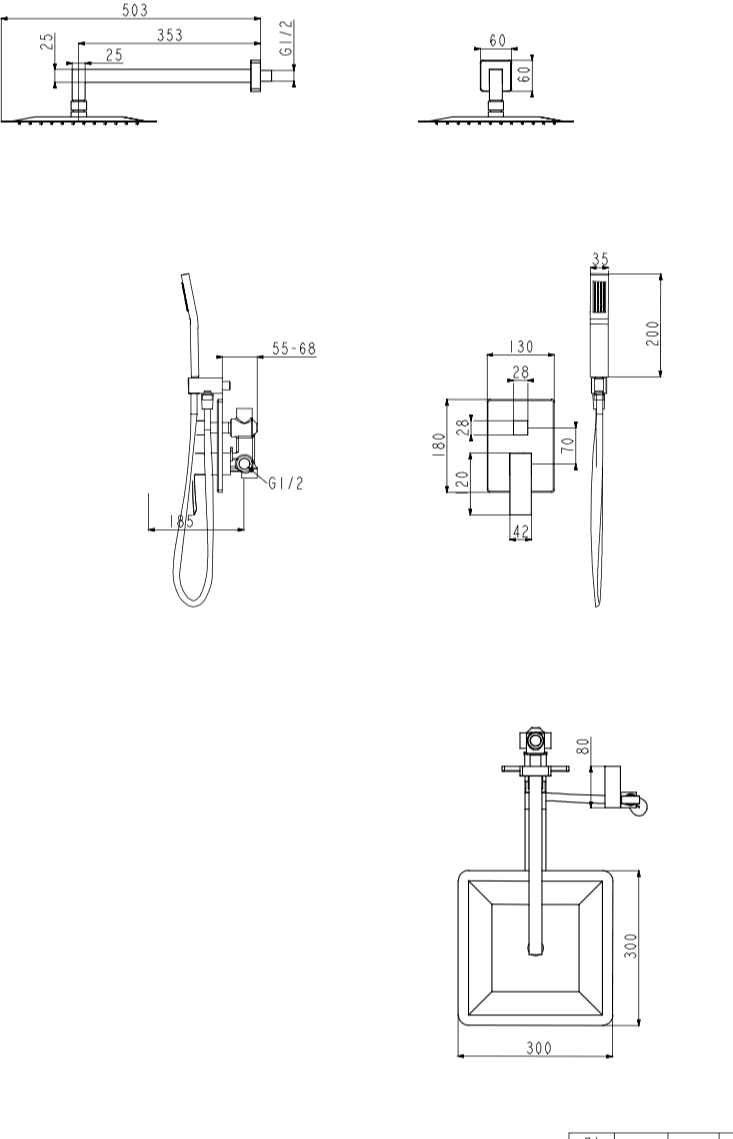 Душевая система скрытого монтажа GB5089MG-3 Матовое золото - фото 2
