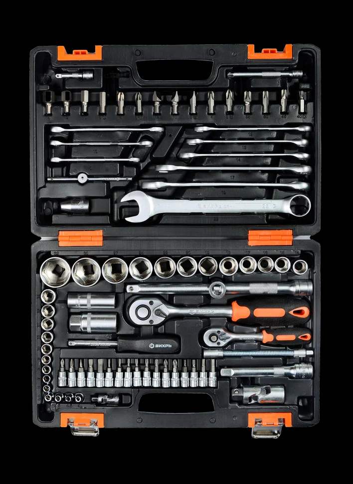 Набор инструментов АВТО, 1/2" , 1/4" , CrV, в кейсе 82 предм