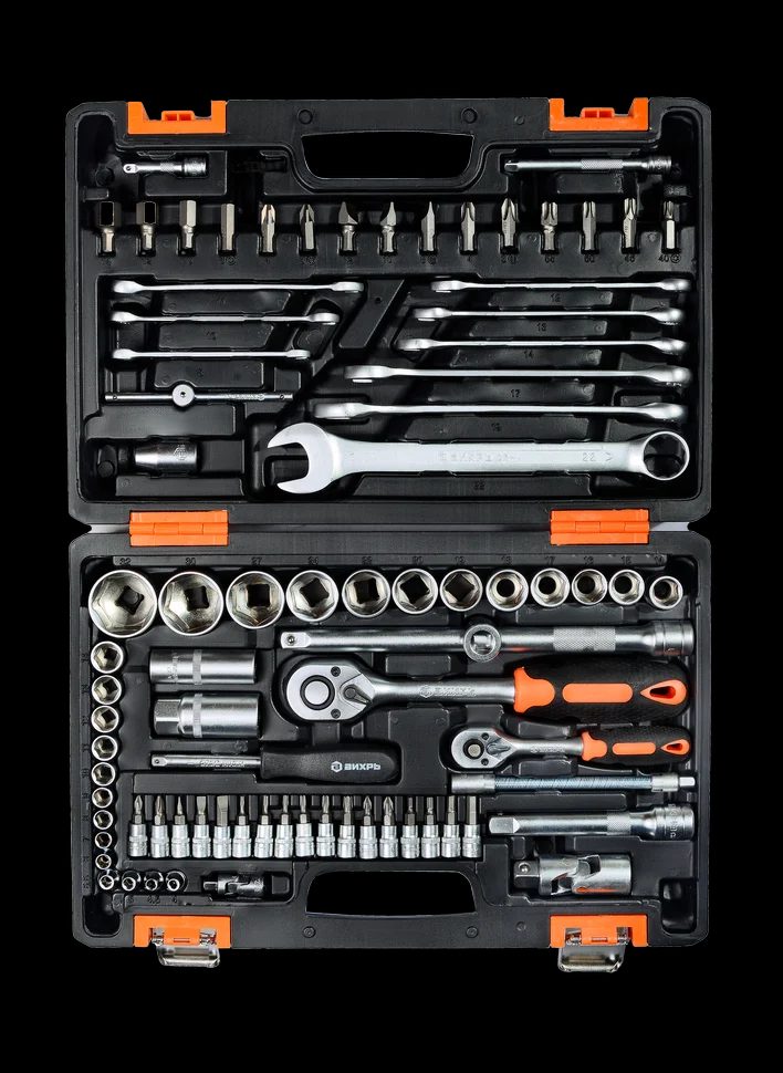 Набор инструментов АВТО, 1/2" , 1/4" , CrV, в кейсе 82 предм