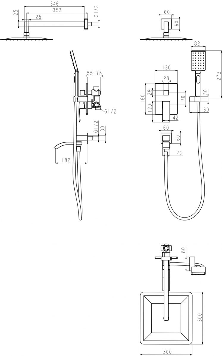 Душевая система GB5007 Золото - фото 2
